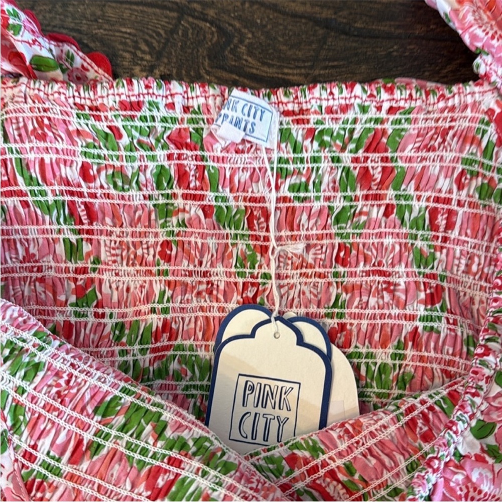 Tuckernuck Pink City Prints Sweet Hibiscus Carrie Floral Dress Size Medium - Picture 6 of 9